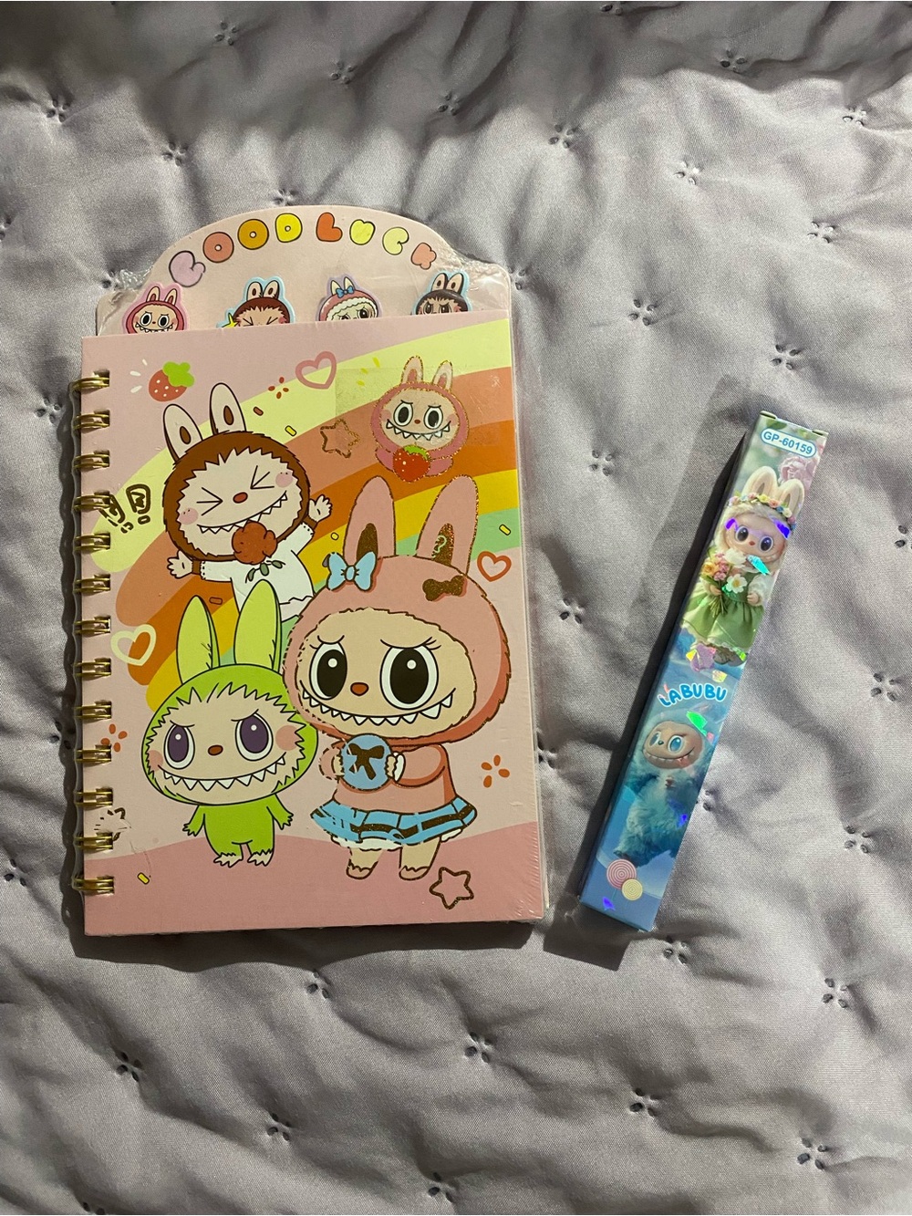 NEW Labubu Kawaii Spiral Notebook & Blind Box Pen Stationery Set